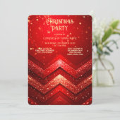 Rode Decoratieve Kerstmis Glitter Holiday Party Kaart (Staand voorkant)