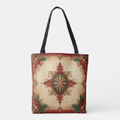 Rode decoratieve kersttas tote bag (Achterkant)