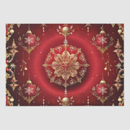 Rode decoratieve Ornamenten Holiday Tissue Paper Tissuepapier (Voorkant)