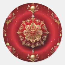 Rode Decoratieve Ornamenten Vakantie Sticker