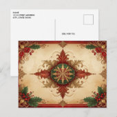 Rode decoratieve vakantiekaart briefkaart (Voorkant / Achterkant)