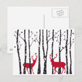 Rode deers in het bos van de vogelboom briefkaart (Voorkant / Achterkant)