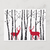 Rode deers in het bos van de vogelboom briefkaart (Voorkant)