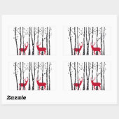 Rode deers in het bos van de vogelboom rechthoekige sticker (Vel)