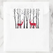 Rode deers in het bos van de vogelboom rechthoekige sticker (Tas)