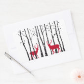 Rode deers in het bos van de vogelboom rechthoekige sticker (Envelop)