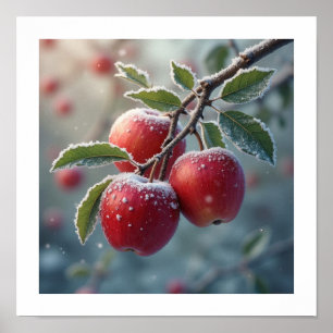 Rode dellicious appels met sneeuw poster