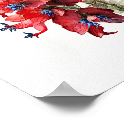 Rode Delphinium Bloemkunst Print Poster (Hoek)