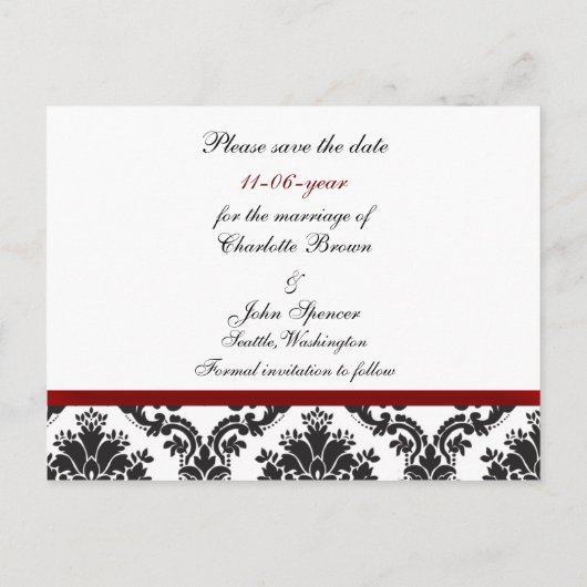 rode demask sparen de Datum Aankondigingskaart (Achterkant)