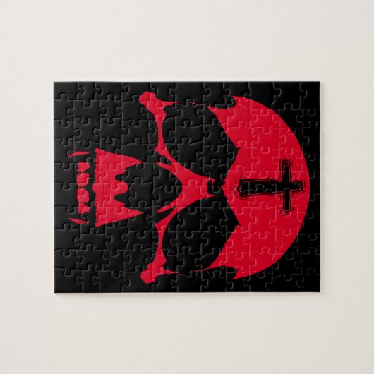 Rode demon schedel Gothisch grafisch ontwerp Legpuzzel (Horizontaal)