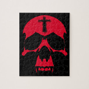 Rode demon schedel Gothisch grafisch ontwerp Legpuzzel