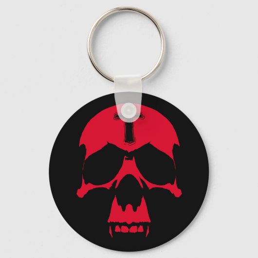 Rode demon schedel Gothisch grafisch ontwerp Sleutelhanger (Voorkant)