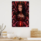 Rode Demoness Gothic Fantasy Poster (Keuken)