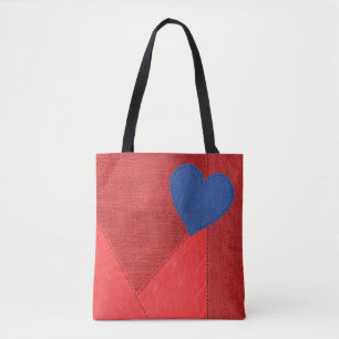 Rode denim hart Canvas tas