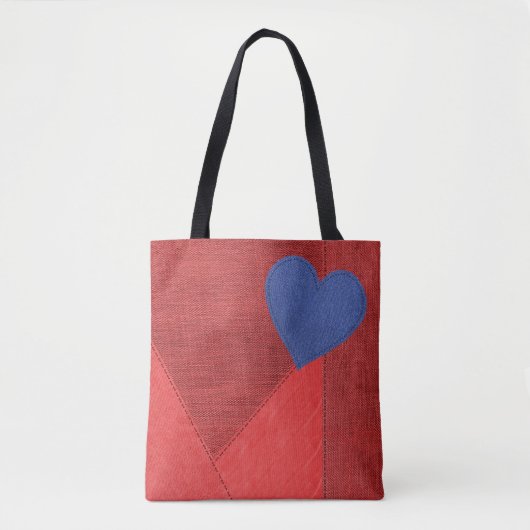 Rode denim hart Canvas tas (Voorkant)