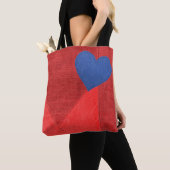 Rode denim hart Canvas tas (Dichtbij)