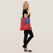 Rode denim hart Canvas tas (Op model)