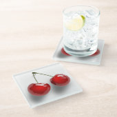 Rode dessert Glazed Cherries Glazen Onderzetter (Schuin)