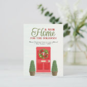 Rode deur en Topiaries Waterverf kerstbeweging Briefkaart (Staand voorkant)