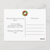 Rode deur en Topiaries Waterverf kerstbeweging Briefkaart (Achterkant)