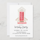 Rode deur Kerstmis Party uitnodiging (Voorkant)