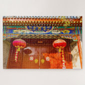  rode deur, lantaarns nieuwjaar legpuzzel (Horizontaal)