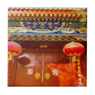  rode deur, lantaarns nieuwjaar tegeltje