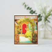 Rode deur met Floral Gate Briefkaart (Staand voorkant)