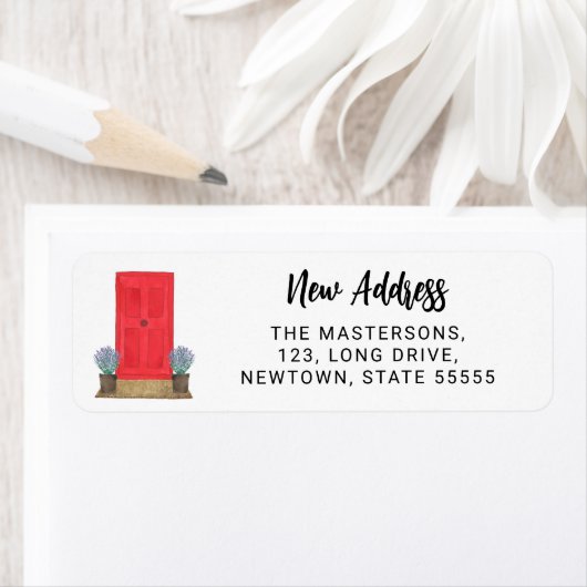 Rode deur Nieuw Adres Terug Label (Insitu)