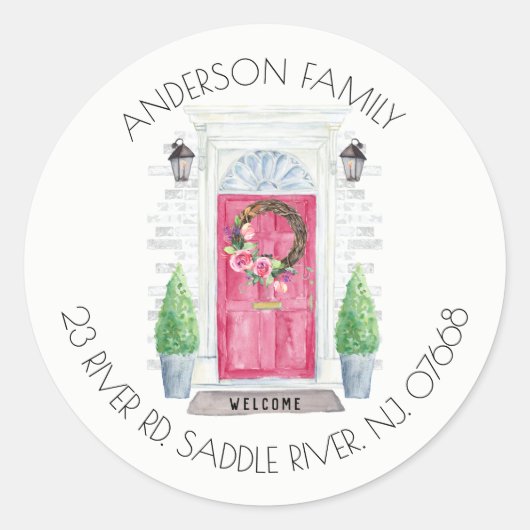 Rode deur | Nieuwe sticker van label voor thuisadr (Voorkant)