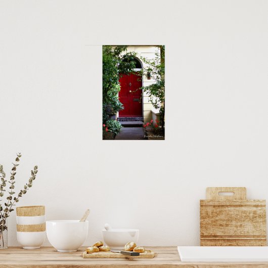 Rode deur (Poster) Poster (Keuken)