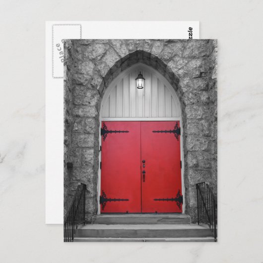 Rode deur voor de kerk briefkaart (Voorkant / Achterkant)