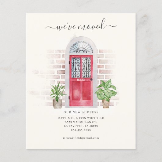 Rode deur we hebben Adres Bewegende Aankondiging B Flyer (Voorkant)