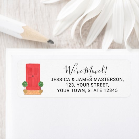 Rode deur We hebben het adres van de retourzending Etiket (Insitu)