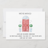 Rode deur We hebben verhuisd nieuw huis Aankondiging (Voorkant)