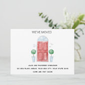 Rode deur We hebben verhuisd nieuw huis Aankondiging (Staand voorkant)