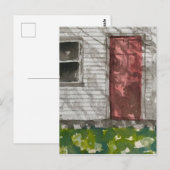 Rode Deur Witte Huis Aquarel Kunst Briefkaart (Voorkant / Achterkant)