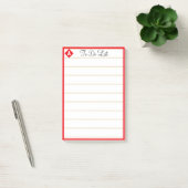 Rode diamant & monogram op witte gelinieerde post-it® notes (Kantoor)