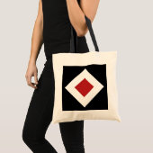 Rode Diamant, Vette Witte Rand op Zwart Tote Bag (Voorkant (product))