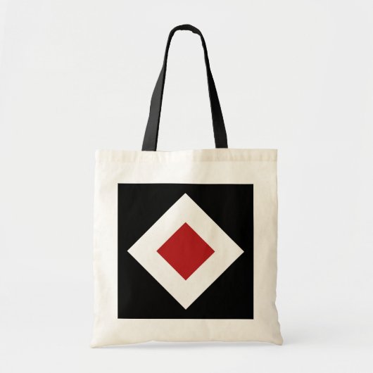 Rode Diamant, Vette Witte Rand op Zwart Tote Bag (Voorkant)