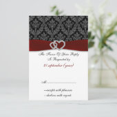 Rode Diamante Damask Standaard 3,5 x 5 bruiloft RSVP Kaartje (Staand voorkant)