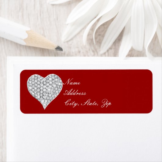 Rode diamanten hart Adresetiketten Etiket (Insitu)