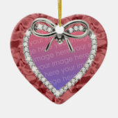 Rode diamanten hart frame kerstbal keramisch ornament (Voorkant)