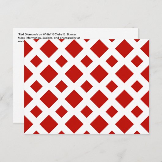 Rode diamanten op wit briefkaart (Voorkant / Achterkant)