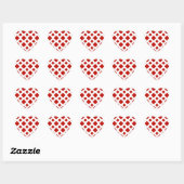 Rode diamanten op wit hart sticker (Vel)