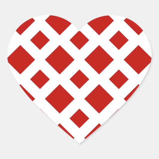 Rode diamanten op wit hart sticker (Voorkant)