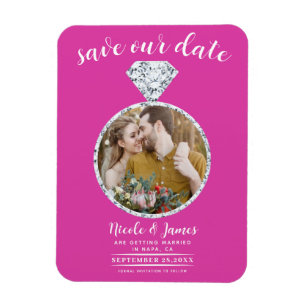 Rode diamanten ring Bling foto save the date Magneet