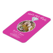 Rode diamanten ring Bling foto save the date Magneet (Linkerzijde)
