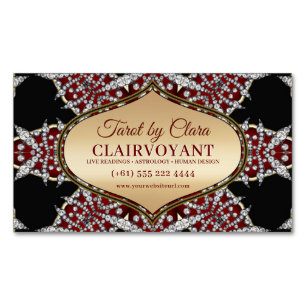 Rode Diamanten Ster Godin Tempel Tarot Magnetisch Visitekaartje