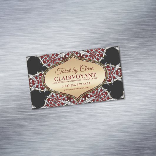 Rode Diamanten Ster Godin Tempel Tarot Magnetisch Visitekaartje (Voorbeeld)